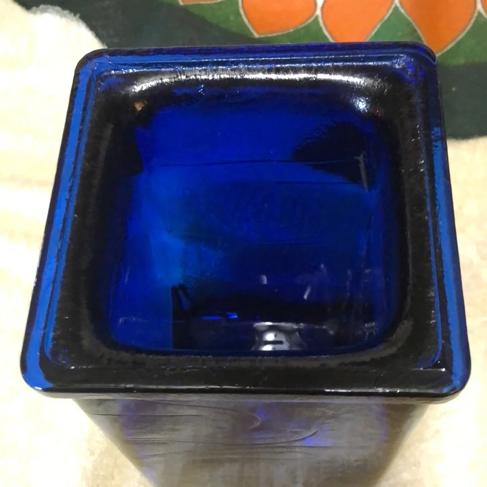 Handmade Cobalt Blue Glass Utensil Crock 8.5”x5”